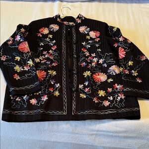 Floral Embroidered Black Jacket